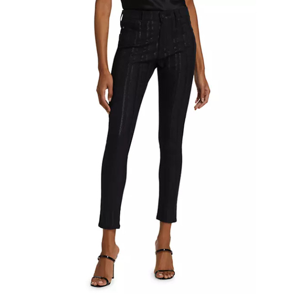 NWT AG Jeans The Farrah Skinny Ankle Metallic Stripe Jean Gunmetal Women Size 26 - Picture 3 of 8